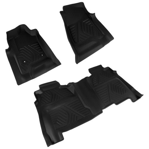 DURAFORCE Car Floor Mats Liner for Chevy Silverado Sierra Crew Cab 14-19 Front & 2nd Row