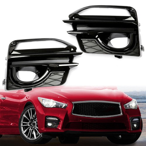 DURAFORCE Front Bumper Fog Light Cover Bezel Trim LH RH for Infiniti Q50 Sport 2014 2017