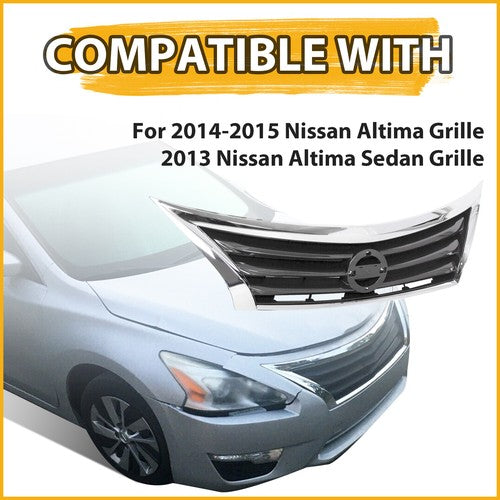 Front Bumper Grille Upper Grill Assembly Chrome for 2013-2015 14 Nissan Altima