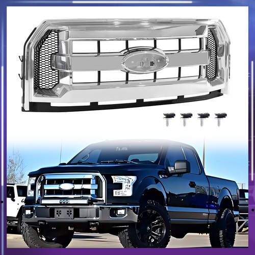 DURAFORCE FL3Z8200DA Front Bumper Grille Assembly Chrome for Ford F-150 2015-2017