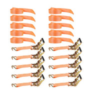 DURAFORCE 10pc 1.5"x15' Ft Ratchet Tie Down Cargo Straps J Hooks Heavy Duty Tie Downs NEW
