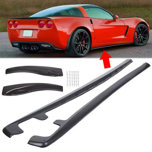 DURAFORCE ZR1 Style ABS Side Skirts Rocker Panels Mud Flaps for Corvette C6 Z06 Wide 2005-2013