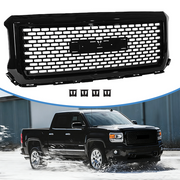 DURAFORCE Front Bumper Grille Denali Style Gloss Black for 2014 2015 for GMC Sierra 1500