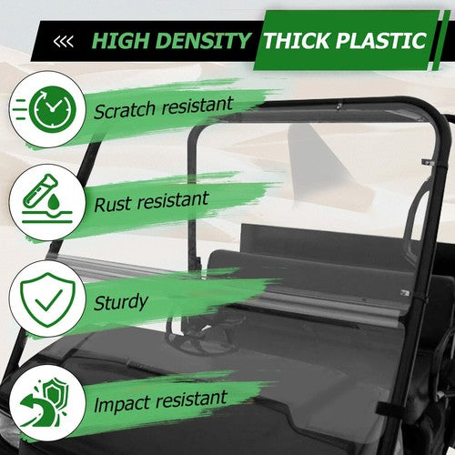 DURAFORCE Front Clear Folding Full Windshield For 2003-2013 Kawasaki Mule 3000 & 3010