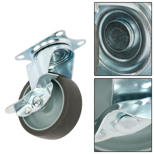 DURAFORCE 8 Pack 3 Inch Universal Caster Wheels Heavy Duty Casters with Side Brake Grey