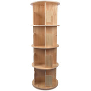 DURAFORCE Rotating Bookshelf 360 Degrees 4 Tier Stackable Solid Wood Bookshelf for Home