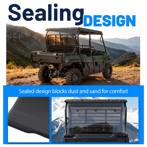 Smoked Windshield for Kawasaki Mule Pro FXT DXT Tinted Rear Windshield