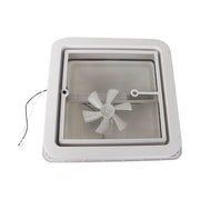 DURAFORCE For Camper Trailer Universal White 14" × 14" RV Roof Vent Fan Kit 12V 6" Blades