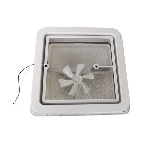 DURAFORCE For Camper Trailer Universal White 14" × 14" RV Roof Vent Fan Kit 12V 6" Blades
