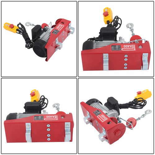 DURAFORCE Mini Electric Hoist PA400 880lbs 14ft/4.2m Wired Remote Control Ring Axle Belt