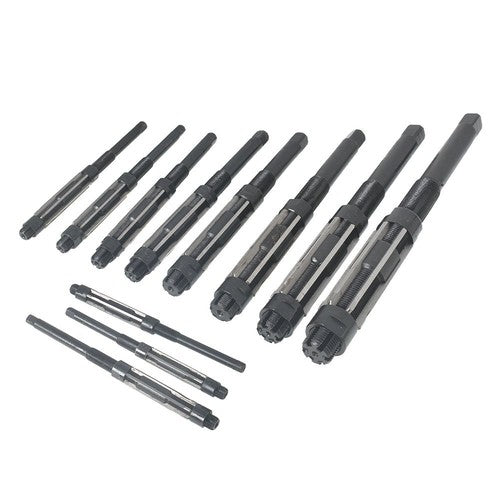DURAFORCE Adjustable 11Pcs Hand Reamers A-K, H4-H14, 15/32 to 1-1/2, HSS 6 Blades