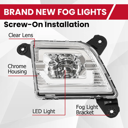 For 2019 2022 Chevy Silverado 1500 2500HD 3500HD LED Fog Lights Lamps Clear Lens