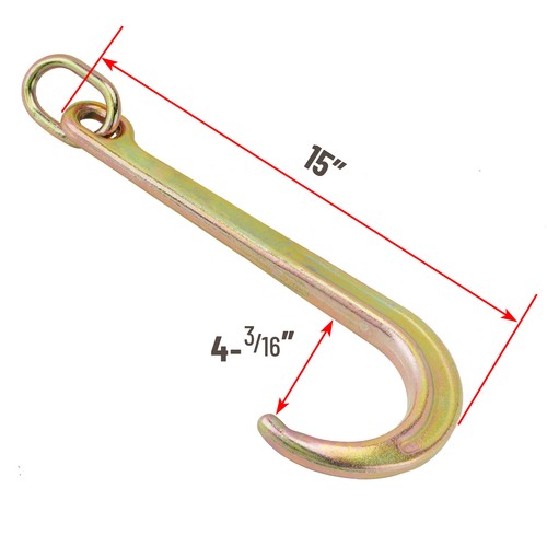 DURAFORCE (2)15" Inch J Hook with Chain Link Tow Axle Strap Wrecker Clevis WLL G70 5400LBS