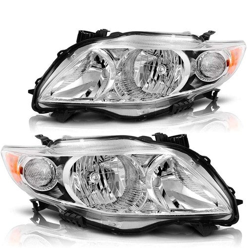 DURAFORCE Front Headlight Assembly For Toyota Corolla 2009-2010 LH + RH Pair Clear Lens