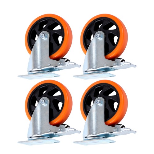 DURAFORCE 5 inch Swivel Caster Wheels with Dual Locking, Heavy Duty Castors Set of 4