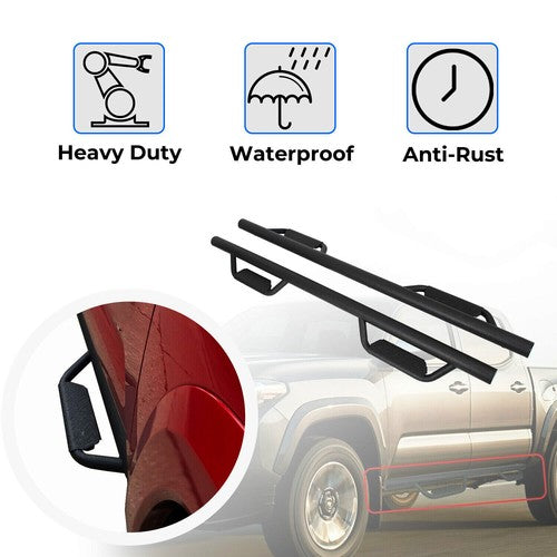 Running Boards For Toyota Tacoma 2005-2023 Double Cab Black Side Steps Nerf Bar