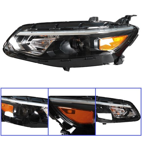 DURAFORCE Black For Chevy Malibu 2016 2017 2018 Headlight Assembly Halogen Left+Right Side