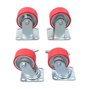DURAFORCE 4 Heavy Duty Caster Set 4" Polyurethane on Cast Iron Wheels No Mark Red
