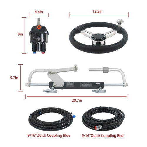 DURAFORCE NEW 90HP Hydraulic Outboard Steering Kit With 20ft High Strength Nylon Hose
