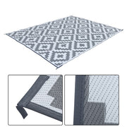 DURAFORCE 8x10 ft RV Mat Outdoor Plastic Straw Rug Carpet Waterproof Gray & White