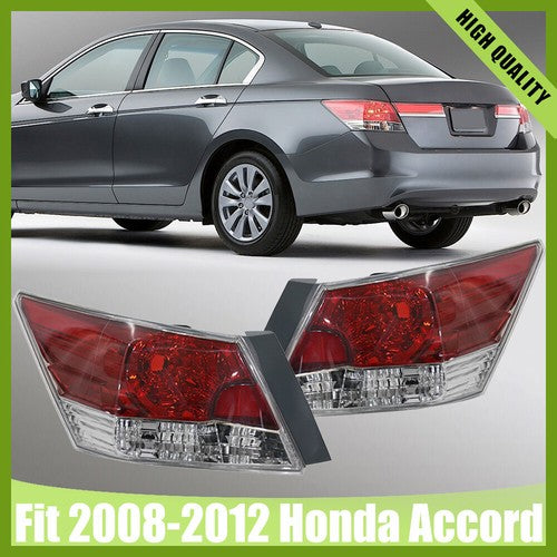 DURAFORCE Pair Outer Tail Lights Lamps For 2008-2012 Honda Accord Sedan Left+Right Sides