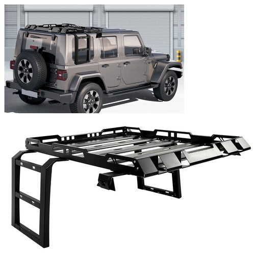 DURAFORCE Roof Rack Luggage Carrier Cargo for Jeep Wrangler JK 07 18 2 Side Ladders 330 Lb