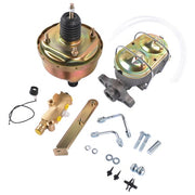 DURAFORCE 7 Inch Power Brake Booster, 1 Inch Bore Master, Bottom Mount Valve Disc/Drum Kit