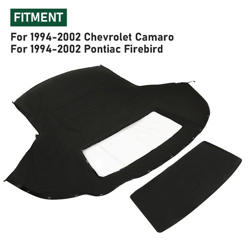 DURAFORCE For Chevrolet Camaro 94-02 Convertible Soft Top Plastic Window Black Sailcloth
