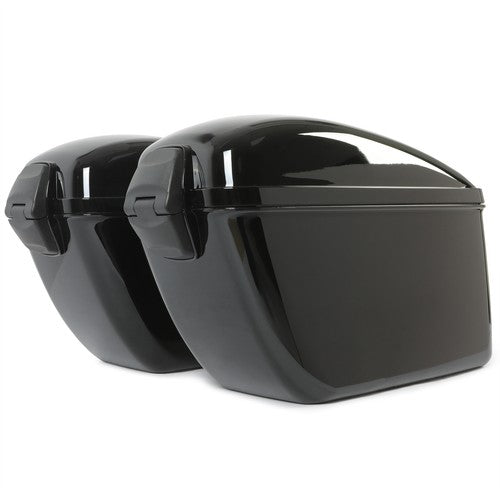 DURAFORCE Vivid Black Large Hard Saddle Bag Trunk For Harley Davidson Honda Yamaha Cruiser