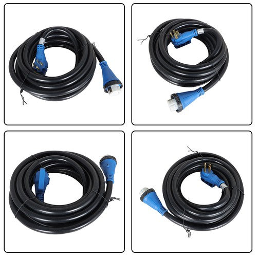 DURAFORCE 50 Amp 30ft Generator Extension Cord & Power Inlet Box Power Combo Kit