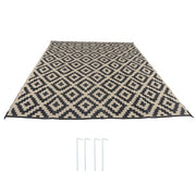 DURAFORCE 10x14 ft Waterproof Outdoor Rug Outdoor Plastic Straw Rug Carpet Black & Beige