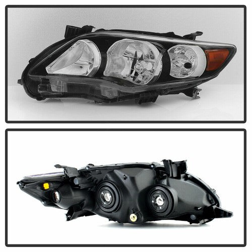 For 2011 2012 2013 Toyota Corolla Headlights Headlamp Pair Black Housing  LE XLE