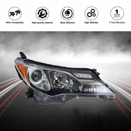 DURAFORCE Fit For Toyota RAV4 2013 2014 2015 LH+RH Headlight Headlamps Clear Lens Halogen