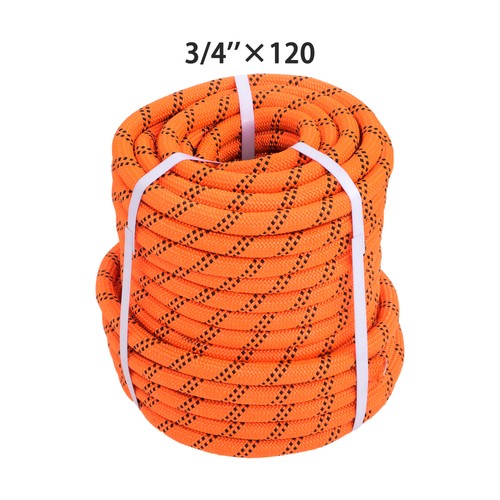 DURAFORCE Orange & Black 48 Strands Polyester Braided Arborist Bull Rope 8626lbs 3/4"×120'