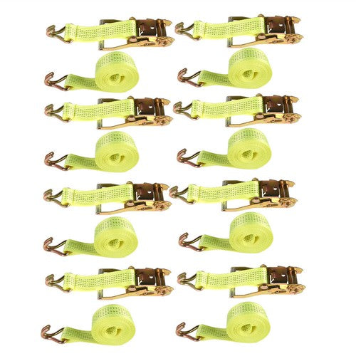 DURAFORCE 8-Pcs 2" x 15 Ft Ratchet Straps With J Hook 5000 Lbs Heavy Duty Tie Downs