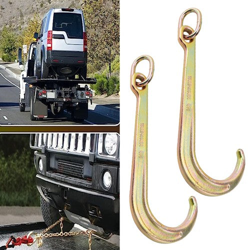 DURAFORCE (2) 15 Inch J Hook Chain Link Tow Axle Strap Wrecker Clevis WLL G70 5400LBS