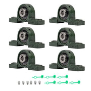 DURAFORCE 6PCS UCP201-8 Pillow Block Bearing 1/2" Bore 2 Bolt Cast Iron Base Self-Aligning