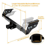 DURAFORCE For SUV Truck Cars Plymouth Adjustable Trailer Tow Hitch 2'' Receiver Class 3