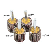DURAFORCE 1" x 1" x 1/4" 60/80/120/240 Grit Shank Mounted Flap Wheels Set - 40 Pack