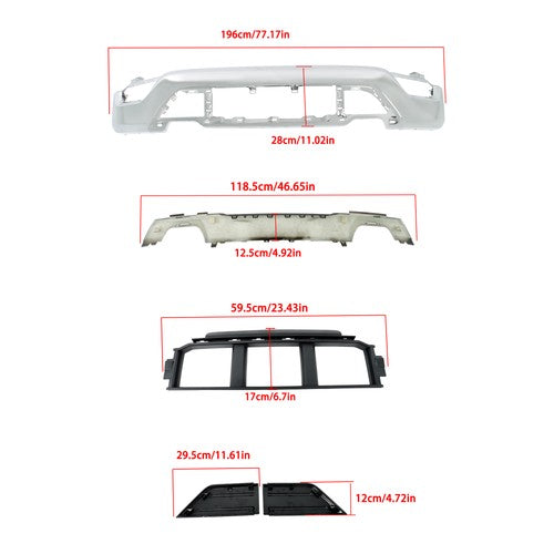DURAFORCE Fit For Ford F-150 2021-2023 Front Bumper Face Bar 6-piece Kit W/o Sensor Holes