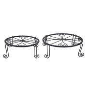 DURAFORCE 2 Pack 10" 12" Metal Plant Stands Outdoor Indoor Round Pot Stand Rustproof Black