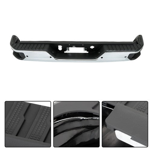 DURAFORCE Steel Chrome Rear Bumper With Sensor Holes For Silverado/Sierra 1500 2019-2023