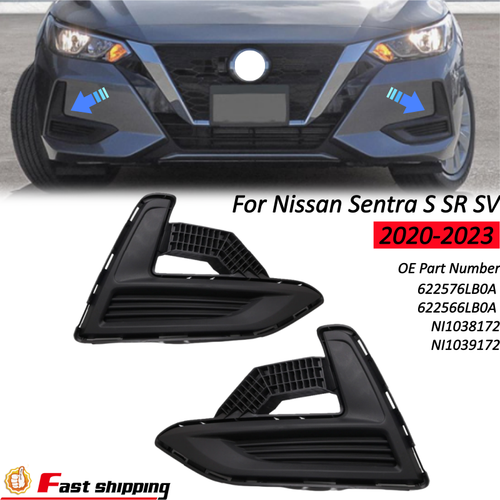 DURAFORCE ZZ2V00461 Front Bumper Fog Light Cover for 2020-2023 Nissan Sentra S SR SV