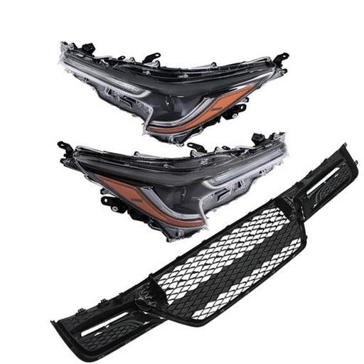 DURAFORCE Black For Toyota Corolla 2023-2024 Pair LED Clear Headlights&Front Lower Grill
