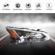 DURAFORCE For Nissan Altima 2019-2020 LH+RH Headlight Headlamps Clear Lens Halogen Chrome