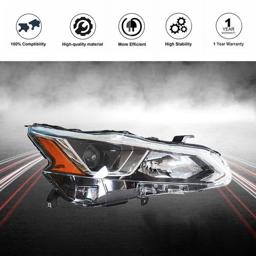 DURAFORCE For Nissan Altima 2019-2020 LH+RH Headlight Headlamps Clear Lens Halogen Chrome