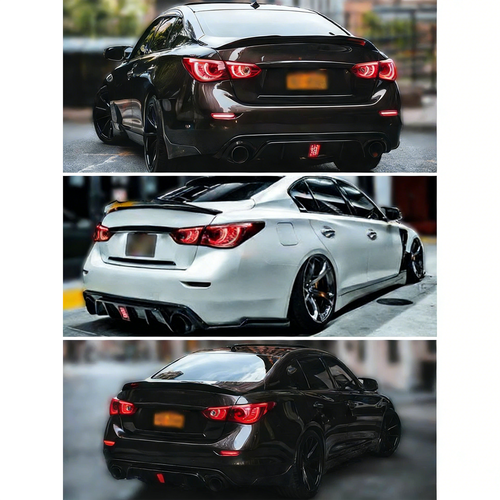 DURAFORCE Carbon Fiber Rear Bumper Diffuser Lip & Spoiler Wing Fit 2014-2017 Infiniti Q50