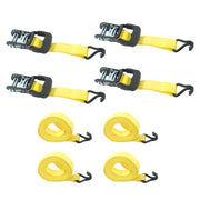 DURAFORCE 4 Pc 1.5" inch x 16' Ft Ratchet Tie Down Cargo Straps 1100 Lbs J Hooks