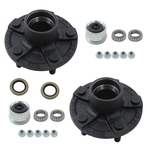 DURAFORCE Black 2 Trailer Idler Hub Kits 5 on 4.5" For 2000 lbs Axle 1-1/16" bearings