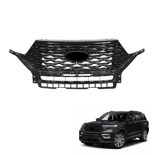 DURAFORCE For Ford Explorer 2020-2022 Replacement Front Upper Grille Grill Gloss Black ABS